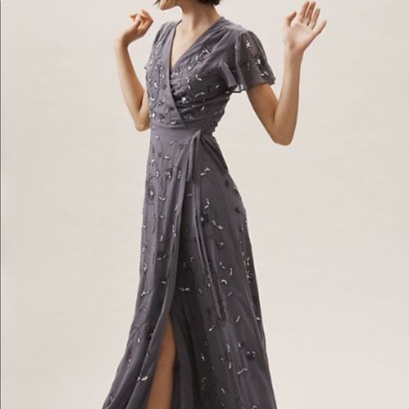 Anthropologie Dresses & Skirts - Anthropologie | BHLDN grey beaded gown size 2